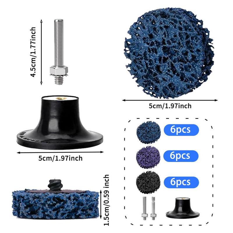 Coztie CSD Sanding Disc, 18 Pieces Coarse Cleaning Disc, Cleaning Disc Set 2 Inch Coarse Cleaning Disc Drill with Two Pull Rods for Rust Removal or (50 mm Mixing of Colours, 18) 50 mm mixing of colours