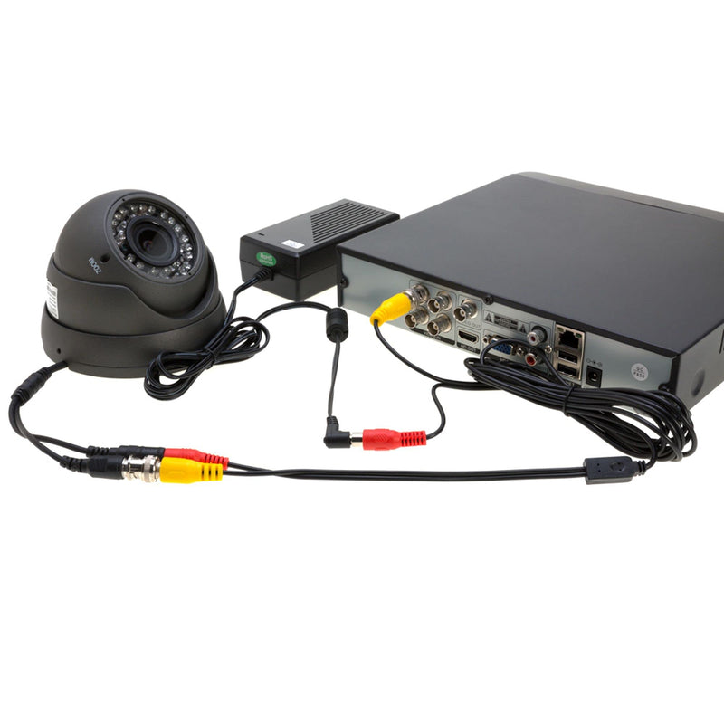 10FT Black Premade BNC Video Power Cable Extension Wire for CCTV, Security Camera, DVR, Surveillance System, All in One Plug & Play Cord 10ft