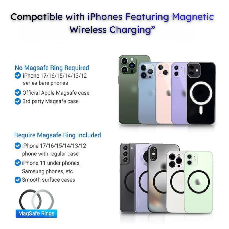 MagLock Plus Magnetic Wireless Car Mount Charger 15W, Phone Holder for Your Car with Fast Charging, 360° Rotation, Vent & Dashboard Mount, USB-C, Compatible with iPhone 11–17 Series