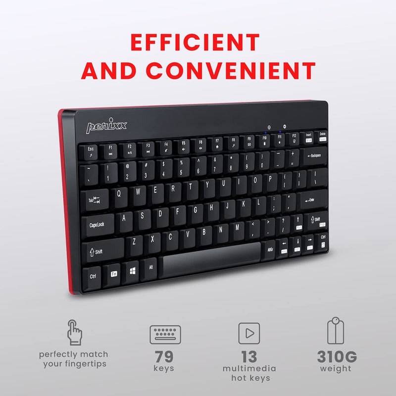 Perixx Periduo-712B Wireless Mini Keyboard and Mouse Set, Black, US English Layout