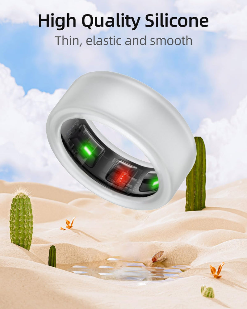 Silicone Ring Cover Compatible with Oura Ring Protector, Elastic Case for Oura Ring Gen 4/3 Working Out - Patent Protected (Transparent+Transparent, S for 678910) Transparent+Transparent