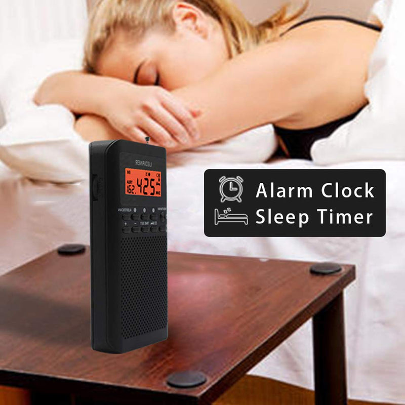 [AUSTRALIA] - RD218 shortwave Radio FM/AM/SW Band Transistor Powered by AA Batteries with Key Backlight LCD Display Digital Alarm Clock Sleep Timer,Best Reception,Best Sound Quality Mini Radio for Running 