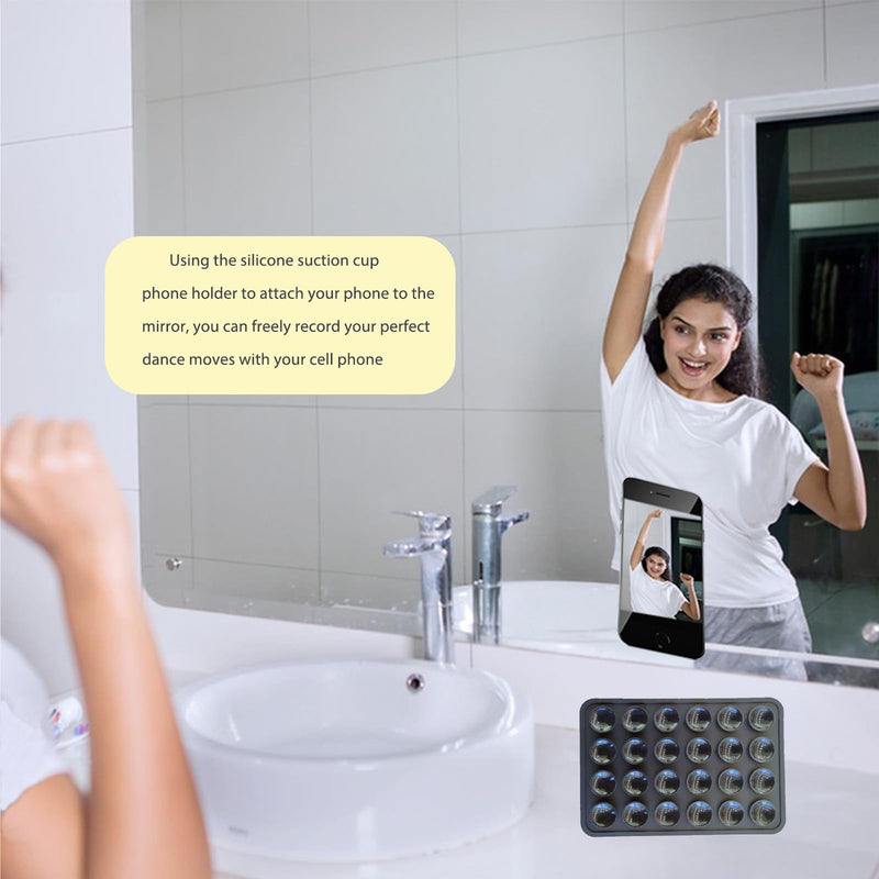 Suction Phone Case Mount, Adhesive Phone Accessories for iPhone and Android, Freely Fixed to Mirrors and Flat Surfaces Hands-Free Phone Holder, Tiktok Video and Selfies (Black) Black1