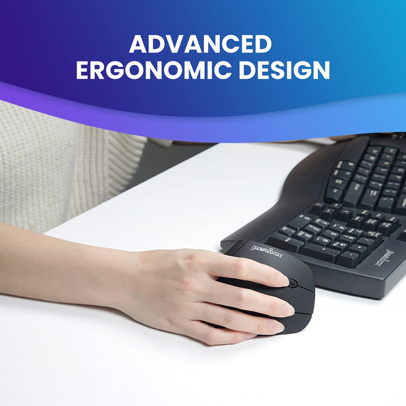 Perixx PERIMICE-715II Wireless Ergonomic Vertical Mouse - 2.4 G - 800/1200/1600 DPI - Right Handed Natural Ergonomic Vertical Design
