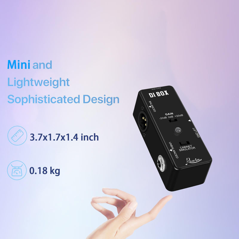 Rowin Guitar Bass Passive DI Box Instrument to Balanced and Unbalanced Micro Direct Box Pedal