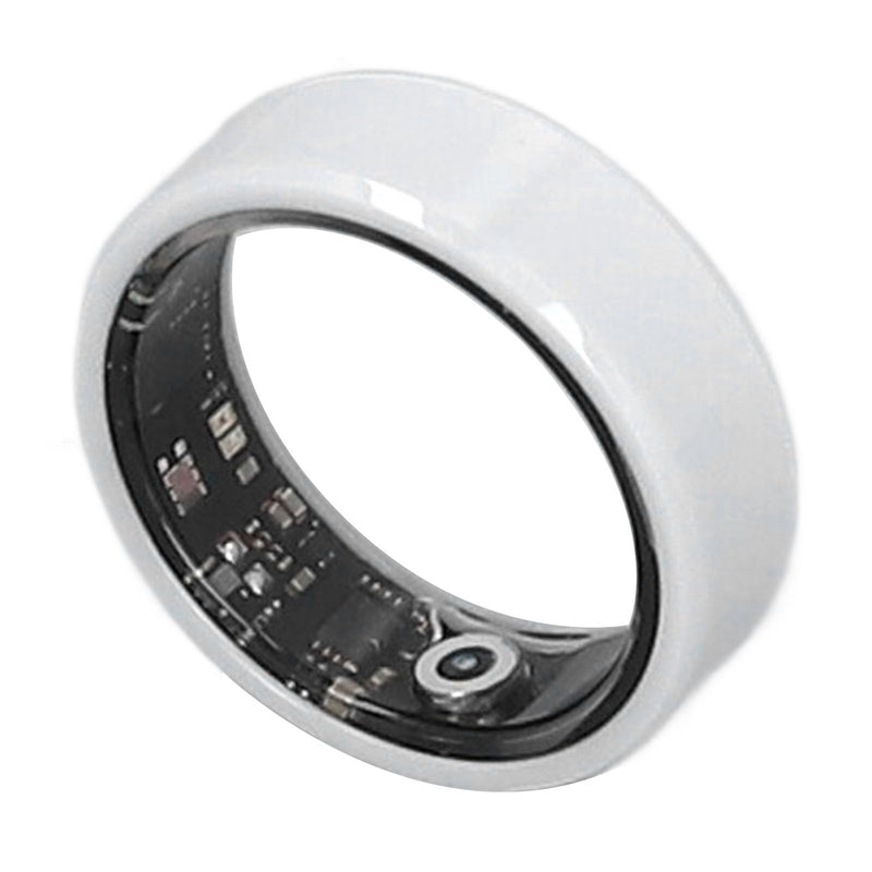 Health Tracker Smart Ring, White Ceramic IP68 Waterproof Pedometer Sleep Monitoring Rechargeable Ring with 7 Days Battery Life for Android iOS Users No. 9