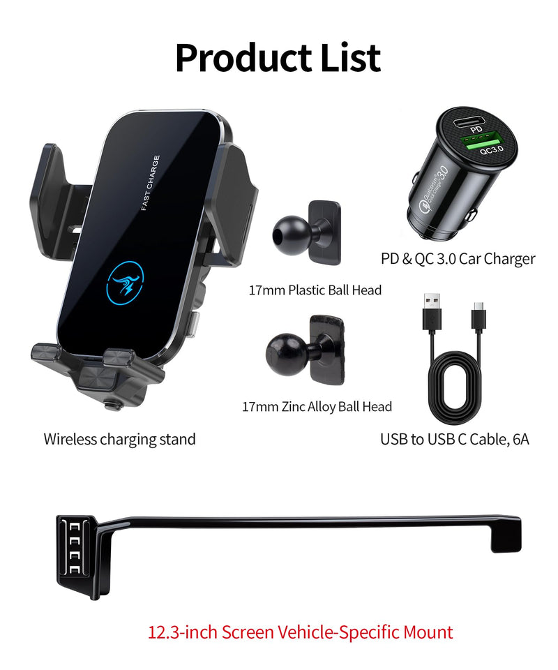 Wireless Charger Car Phone Holder for Toyota Camry 2025 2026, 12.3" Screen | Auto clamp Cell Phone Mount Accessories 15W Qi Fast Charging Stand Compatible with iPhone Android,360° Navigation Bracket for 2025-2026 Camry(12.3 inch screen only)
