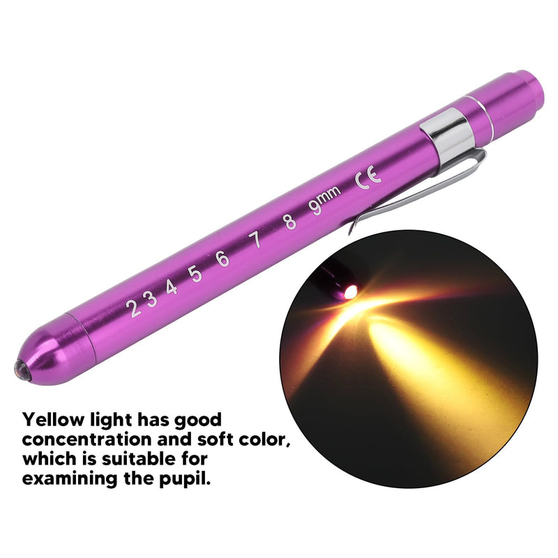 YUYTE Pen Light with Pupil Display, Yellow Pen Light with LED Aluminium Alloy, Portable Medical Inspection Pen Lamp for Nurses, Doctors, for Neck, Nose, Ears Purple