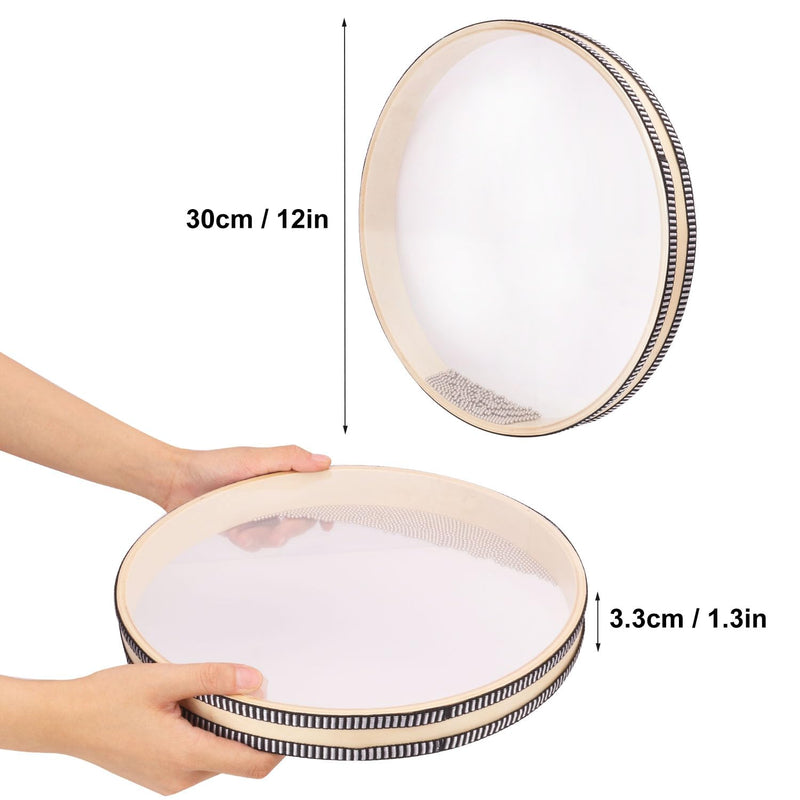 2 PCS Wave Bead Ocean Drum, 12 Inch Percussion Wave Drum, Authentic Sea Sound Drum, Shell Ocean Sound Drum for Sound Healing, Home Supplies