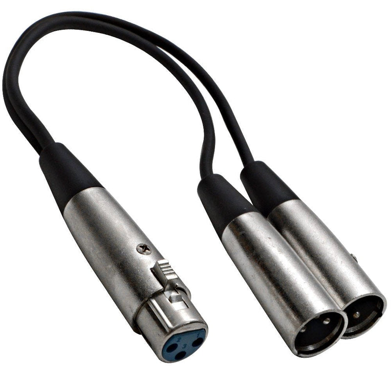 Seismic Audio Speakers Splitter Patch Cable, 1 XLR Female to 2 XLR Male, 1 Foot, Pack of 4
