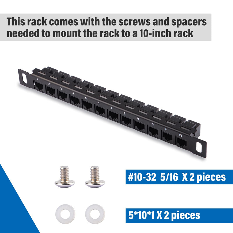 GeeekPi 12 Port Patch Panel, 0.5U CAT6 Network Patch Panel for DeskPi RackMate T1/T0/T2 Rackmount and 10 Inch Server Rack/Network Cabinet