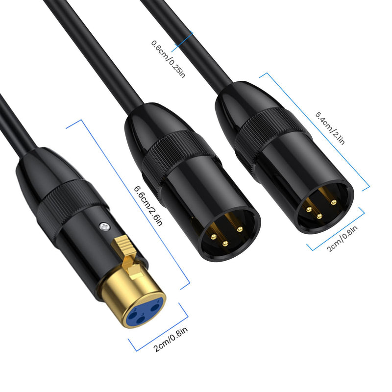 MOTONG XLR Y Splitter Cable, 1 XLR Female to 2 XLR Male XLR Cable Balanced Microphone Splitter Cord Audio Micphone Cable Adapter 0.5M/1.6FT(Female to Dual Male
