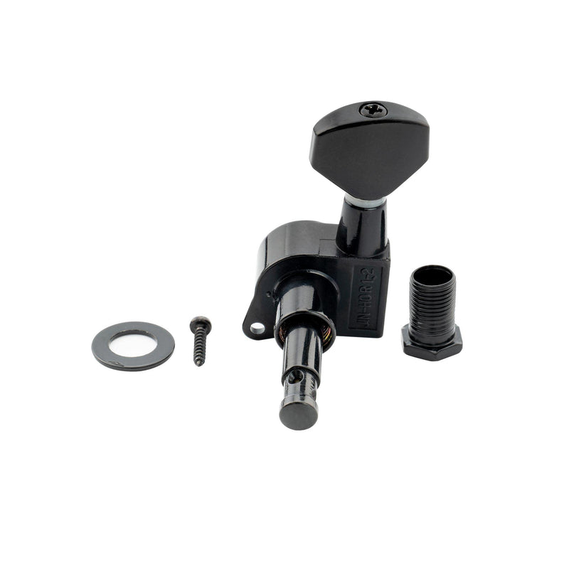 Wilkinson WJN07 6 inline EZ-LOK Guitar Tuners Machine Heads 19:1 Ratio Tuning Pegs Keys for Fender Strat Stratocaster Tele Telecaster Electric Guitar Replacement Parts, Black