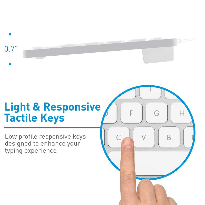Macally Mini Wired Keyboard and a Quiet Wired Mouse, Office Essentials
