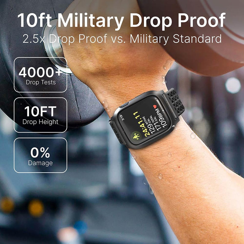 Catalyst Active Defense Case Designed for Apple Watch Series 9/8/7 45 mm, Drop Proof 10ft, Shock & Scratch-Resistant, Sport Band, Breathable, Rugged (Stealth Black)