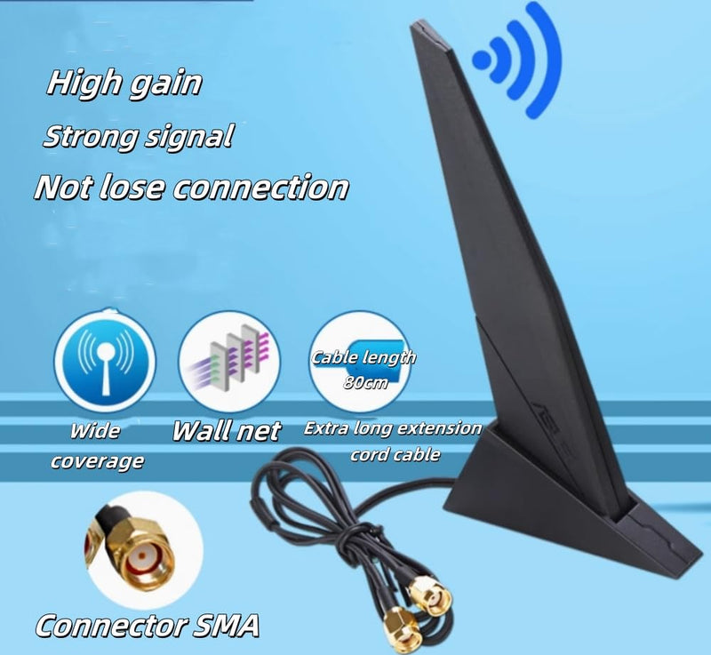 [AUSTRALIA] - External WiFi 6 6E Antenna 2.4G/5G Magnetic Base Antenna PC Desktop Computer for Asus Rog Strix Z690 B460 B360 H610 H670 M13H M12 M11 WiFi 2T2R Motherboard Card (Cable 80cm/2.7ft) 