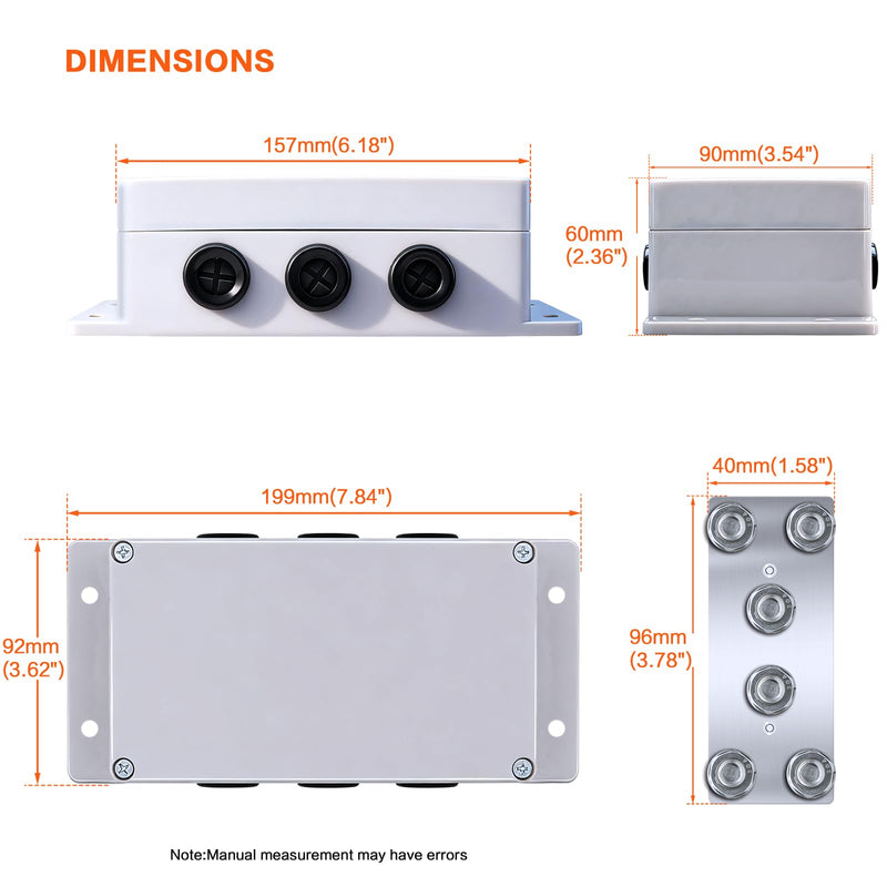 12-48V Heavy Duty 500A Bus Bar Tin-Plated Copper Block 6xM8(5/16") Studs Waterproof Belt Protective Coil Shell Battery Buss Bars for Automotive Boat RV Solar System Marine car Audio Wiring
