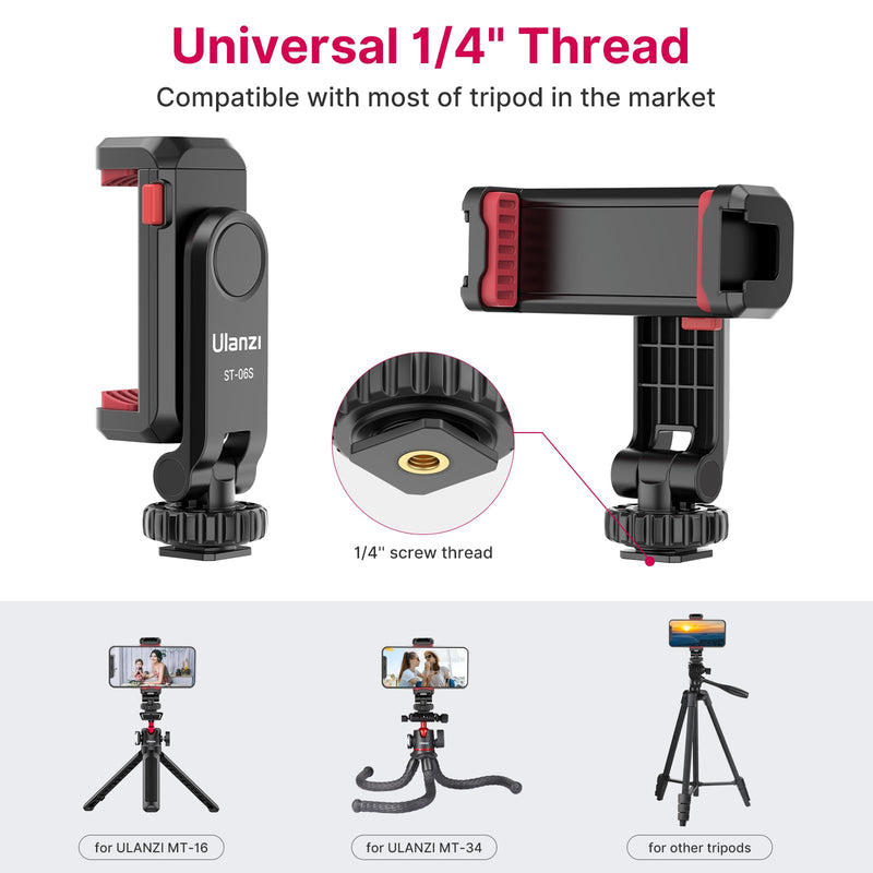 [AUSTRALIA] - Phone Tripod Mount Holder for iPhone - ULANZI ST-06S Camera Hot 2 Cold Shoe Phone Mount Compatible for iPhone Android Sony Canon DJI Ronin S/SC Zhiyun Gimbals 