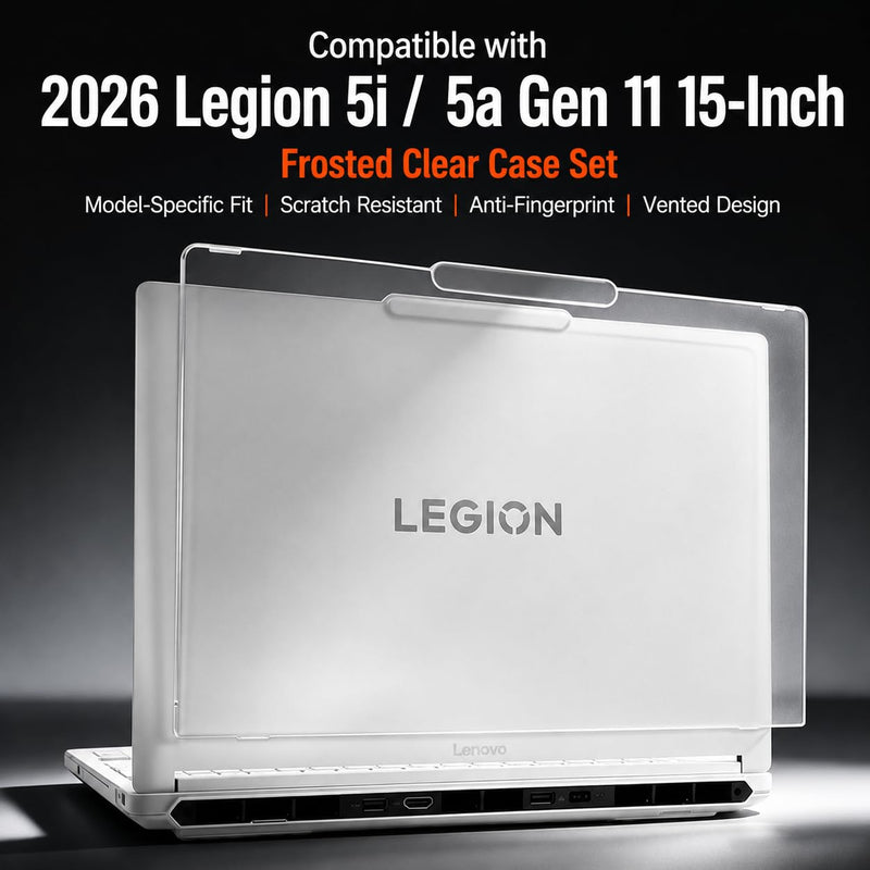 Laptop Case Set for 2026 Legion 5i/5a Gen 11 Intel/AMD (15″) | 4-piece set with frosted PC shells to help reduce scratches and wear, vented bottom, keyboard cover and screen protector