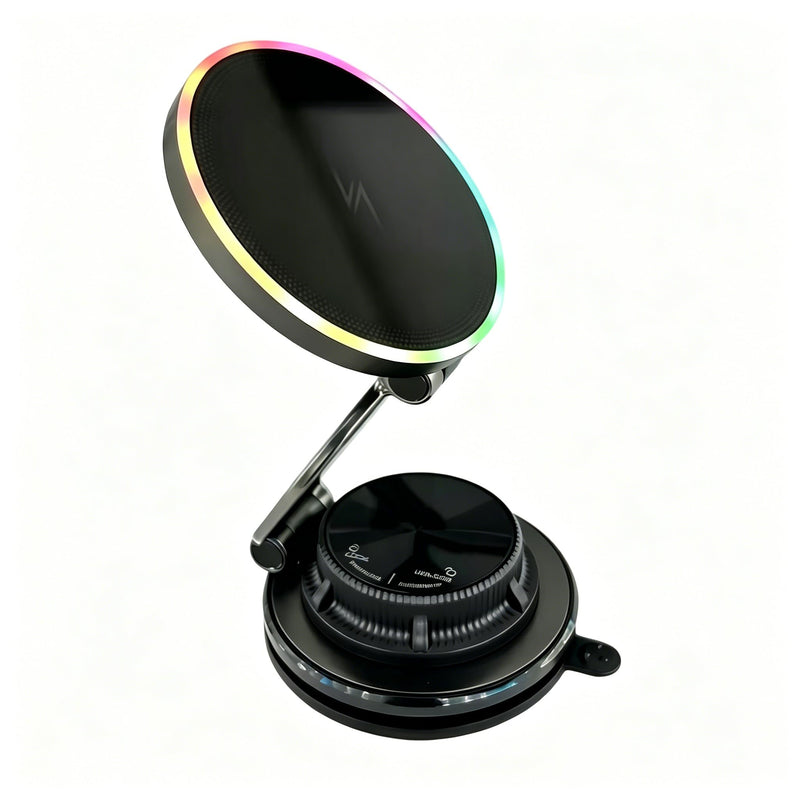 15W Fast Wireless Car Charger, Magnetic Dashboard Phone Holder, 360 Rotating Foldable Bracket, Compatible with MagSafe, Strong N52 Magnet & Gel Suction for iPhone17/16/15 pro and Samsung Smartphones