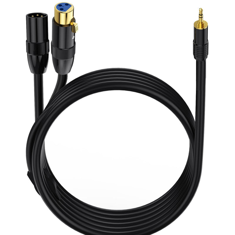 MOTONG XLR to 3.5mm Splitter Cables, TRS Stereo Male to Two XLR Male+ Female Interconnect Audio Microphone Cable, Y Splitter Adapter Cable 0.5M (Male to Two XLR Male+ Female)
