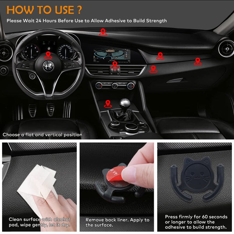 Multi-Surface Holder Car Mount 3 Pack Compatible for Popsocket Grip Holder for Pop Socket Mount Device Support Accessory Home Office Desk Wall Mount Cute Cat Strong Adhesive Sticky Pad (Black) Black