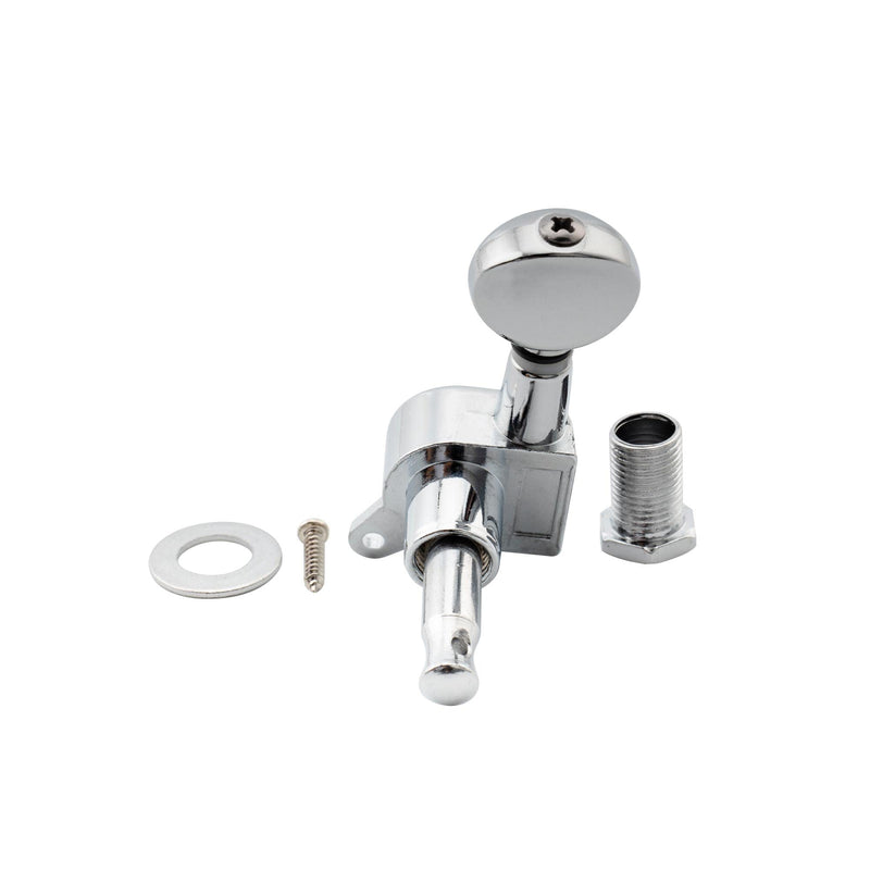 Musiclily 6 inline Sealed Guitar Tuners Tuning Pegs Keys Machine Heads Set for Strat Tele Electric Guitar Replacement,Kidney Button Chrome Kidney Button Chrome