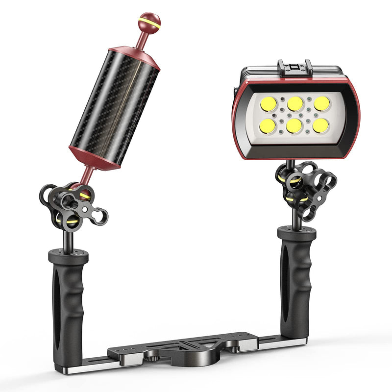 Sea frogs Carbon Fiber Float Arm D60mm, 8'', for Ultralight, Aquatic Arm, Buoyancy Provided 300g, Underwater Camera System Diving Tray Video Light/Strobe Red GA-6 R