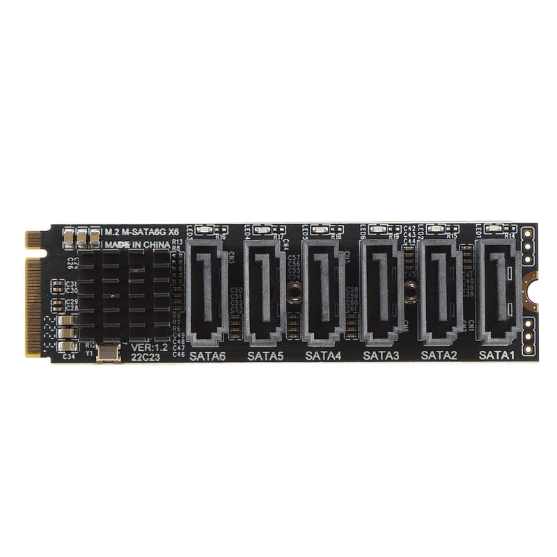 M.2 to SATA3.0 Adapter Card, M.2 M EKY PCIE3.0 to SATA Adapter Card, ASM1166 6Gbps 6 Port Expansion Interface Card with Smart Indicator