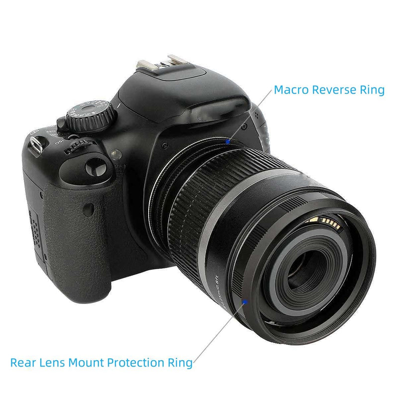 [AUSTRALIA] - 58mm Metal Macro Reverse Adapter Ring Camera Mount Lens Converter + Rear Lens Mount Protection Ring Compatible with Canon EOS EF EF-S Mount DSLR Camera and Lens EOS-58K 