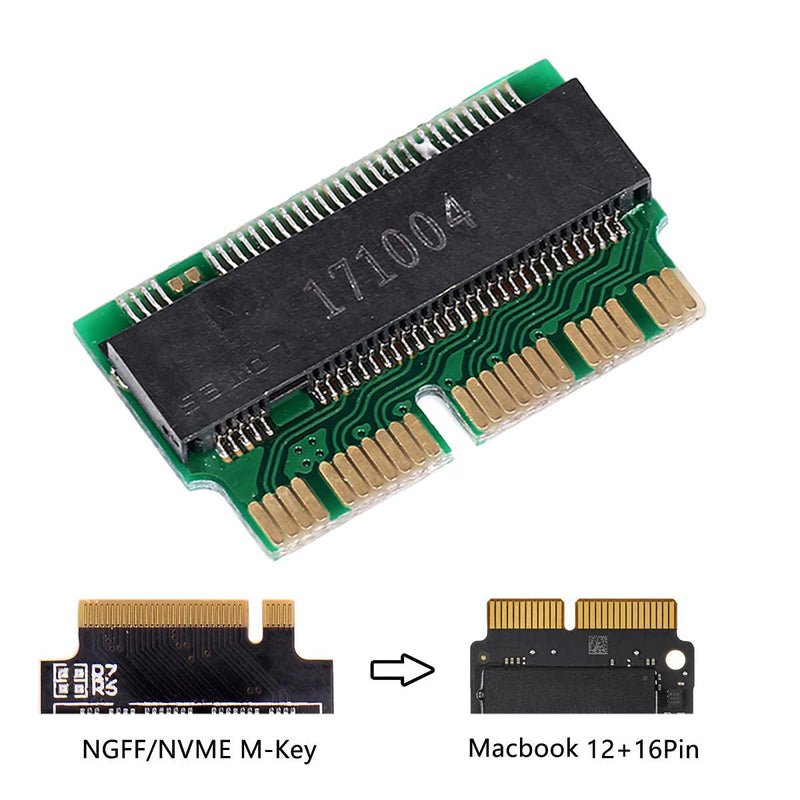 NFHK 12+16pin 2014 2015 Mac to M.2 NGFF M-Key AHCI SSD Convert Card for MAC A1493 A1502 A1465 A1466 Green NVME SSD to MAC 2013-2017