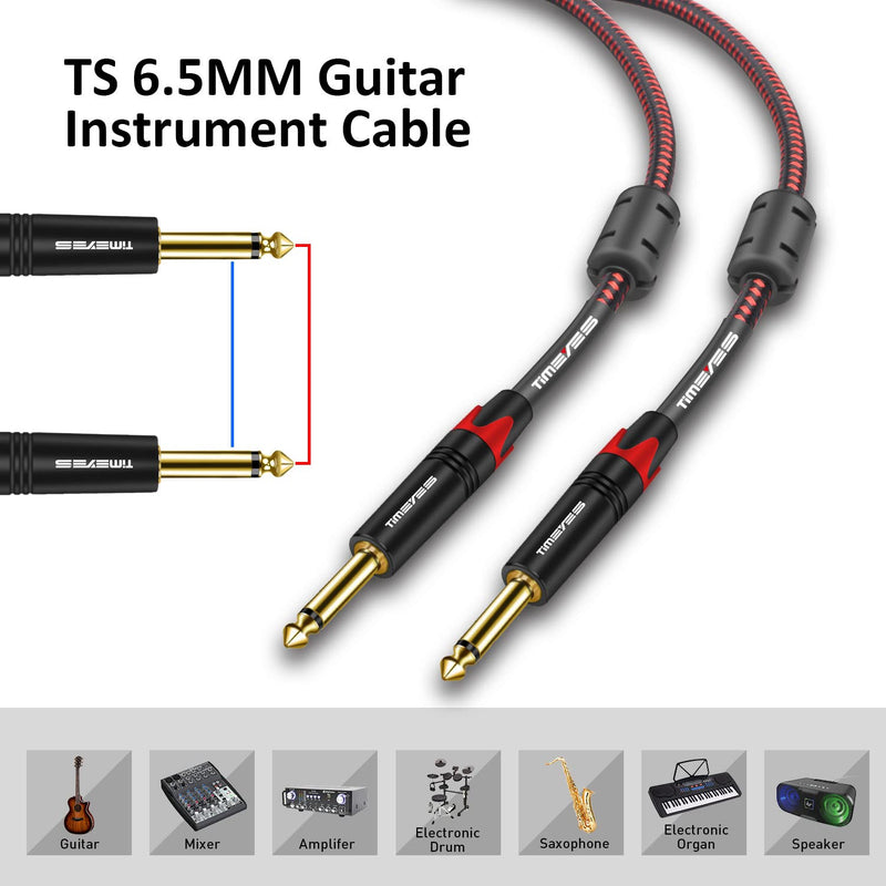 10M TS 1/4 Inch Mono Instrument Cable, 6.35mm(1/4) TS to 6.35mm(1/4) TS Audio Interconnect Cord, 1/4'' 6.5mm Male Amp Cable Cord for Electric Guitar, Bass, Keyboard, Speaker 1/4'' Jack 33FT 10M/33FT