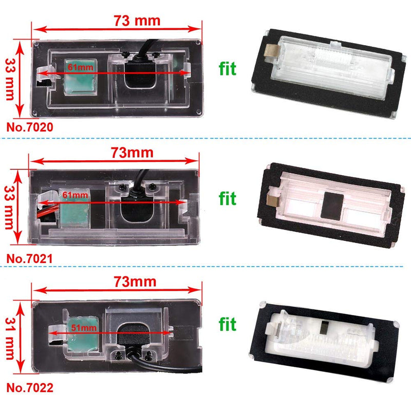 Waterproof Car Rear View Backup License Plate Light Camera Night Vision for BMW Mini Cooper Kombilimousine R55 R56/Convertible Cabrio R52/Cabriolet R57/Coupe R58/Roadster R59 7022=73*31mm