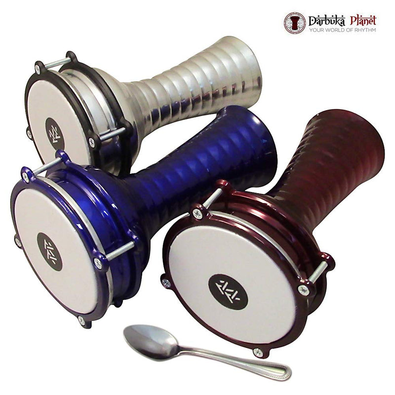 Small 10'' Length Aluminum Darbuka, 5.2" Tunable Synthetic Head Doumbek Hand Drum (Red) Red