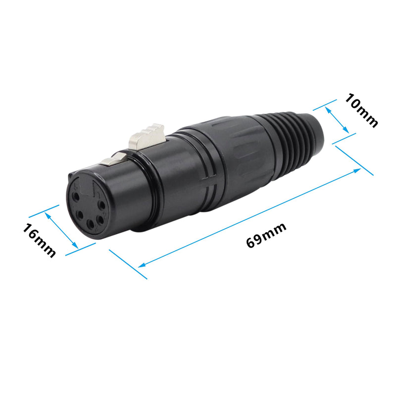 5-Pin XLR Cable Connector XLR 5 Pin Female Plug Connector Mic Cable Plug Connector Audio Adapter for Microphone, Black,5 PCS