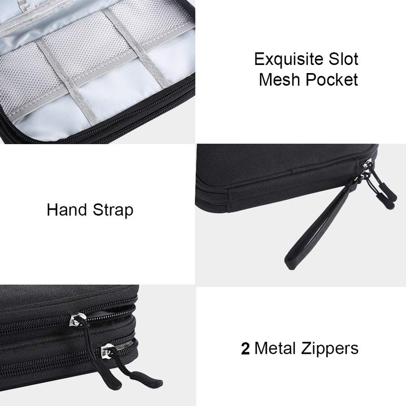 DDgro Travel Accessories Organizer Electronics Pouch for Keeping Certificates Charger/Power Bank/Cables/Mouse/Earphone (Medium, Black) Black-Medium Medium