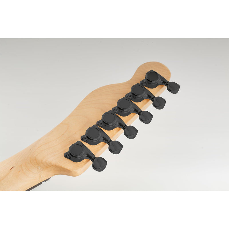 Musiclily Pro 6-in-line 18:1 Ratio Full Sealed Locking Machine Heads Tuners Tuning Pegs Keys with Vintage Oval Button 45 Degree Screw for Strat Tele Style Electric Guitar, Black