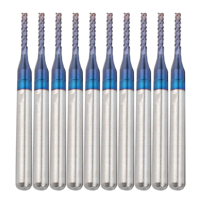 10-Piece End Mill Set Carbide Cutter Blue Corn Cutter CNC PCB Engraving Milling Tool (1.4 mm)