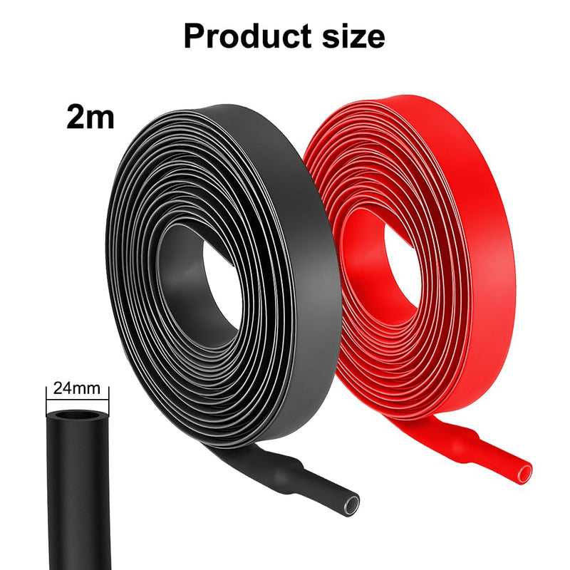 [AUSTRALIA] - Pack of 2 4:1 Heat Shrink Tubing, Heat Shrink Tubing, Waterproof, Diameter 24 mm & 2 m Length, Heat Shrink Tube with Adhesive, Heat Shrink Tube Black (Red) for Cable Insulation, Marking, Cable 4:1 Ø24mm & 2m 