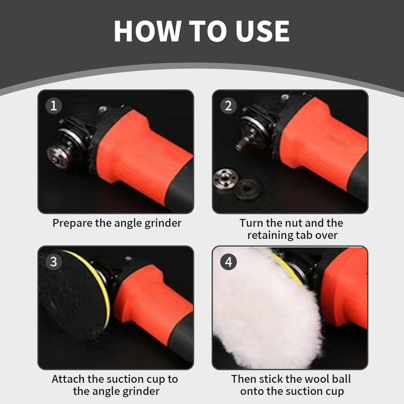 Landrain 6 pieces polishing disc, 125 mm, lambswool cover, polishing attachment, angle grinder, polishing sponge, 125 mm, Velcro