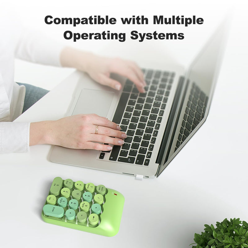 [AUSTRALIA] - Wireless Number Pads, Cute Colorful Numeric Keypad Numpad Portable 2.4 GHz Financial Accounting Number Keyboard Extensions, 18 Key Number Numpad for Laptop Desktop, PC (Green) Milk Tea 