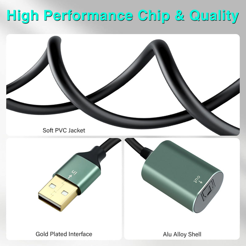 Duttek USB to Optical Audio Adapter, Unidirectional USB A to SPDIF TOSLINK Digital Audio Converter, USB Sound Card for PS4/PS5/PC/Laptop/TV, Compatible with Windows/Mac, No Driver Required, 7.87inch