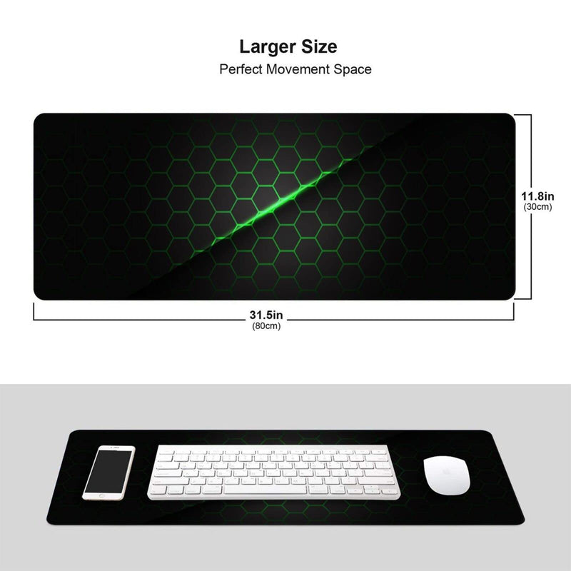 Abstract Green and Black Cool Futuristic Mouse Pad Gaming XL Large Mousepad Desk Mat Long Extended Big Keyboard Pads Table Accessories for Gaming and Office Pc Laptop Computer 31.5 X 11.8 Inch Abstract Green And Black Cool Futuristic One Size