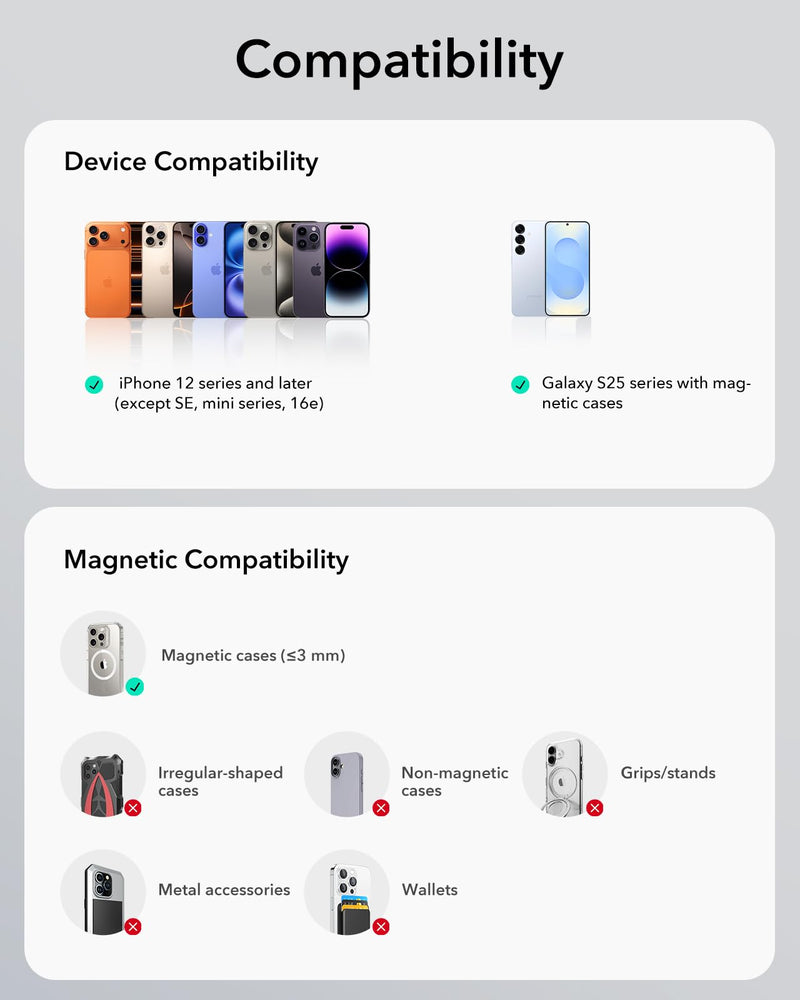 ESR for MagSafe Car Mount Charger with CryoBoost Cooling for iPhone 17-12 | Phone Cooling Magnetic Wireless Car Charger, Air Vent & Dashboard Fast Charging Car Phone Holder, Compatible with S26/S25