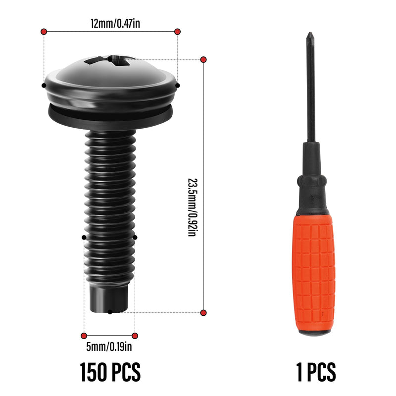 120PCS 10/32 Server Rack Screws, Racks Mounting Steel Screws with Washers and Screwdriver for Server Cabine