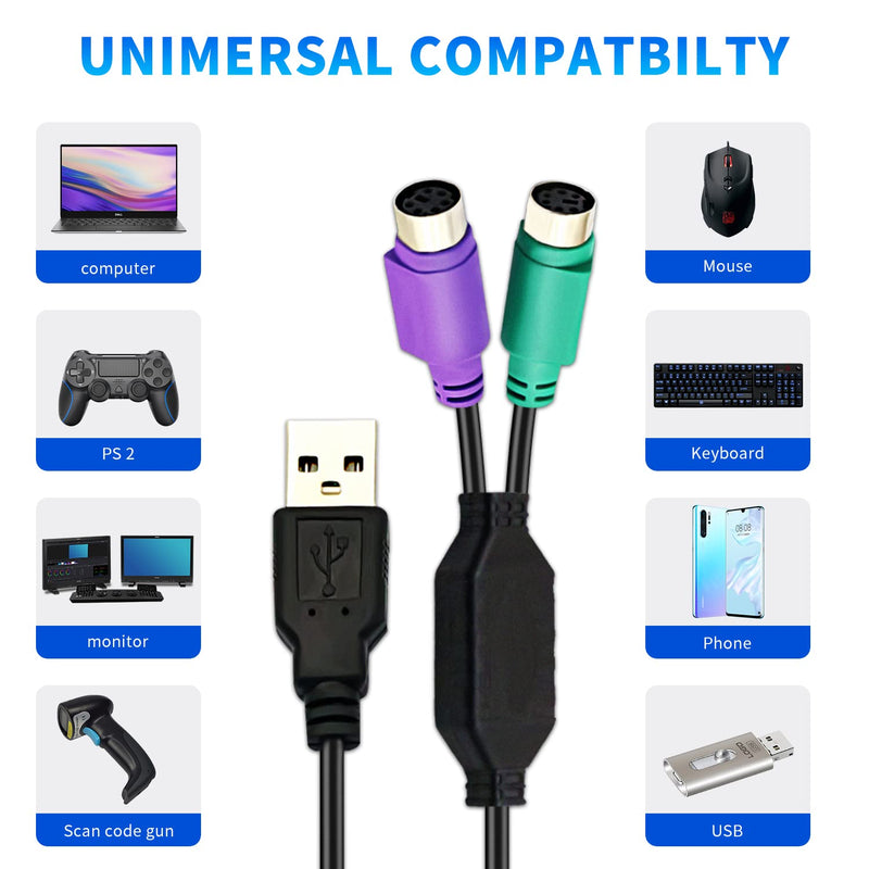 [AUSTRALIA] - 2Pack PS2 to USB Adapter Cable PS/2 Female to USB Male Converter Connector Adapter for PC Keyboard 