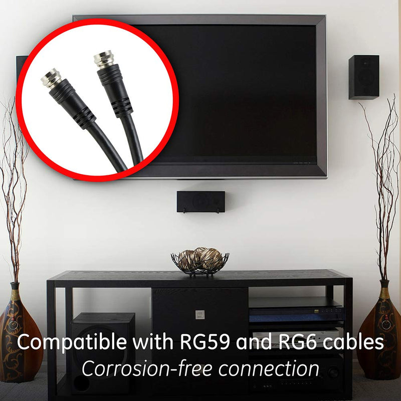 GE Digital 4-Way Coaxial Cable Splitter, 2.5 GHz 5-2500 MHz, RG6 Compatible, Works with HD TV, Satellite, High Speed Internet, Amplifier, Antenna, Gold Plated Connectors, Corrosion Resistant, 33527 1 Pack