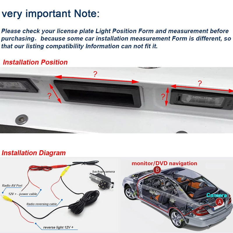 Caros Fisheye 1280x720 Pixels car Backup Camera Reverse Parking Rear View Vehicle Camera Replacement for Ford Mondeo Focus(2 Carriage) C-Max Sedan(3 Carriage) MK Waterproof Night Vision Wide Angle