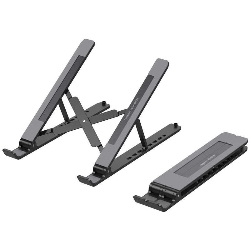 Portable Laptop Stand, OMOTON Laptop Stand for Desk Ergonomic 7-Levels Angles Adjustable Computer Stand, ABS Laptop Riser Holder Compatible with All Laptops and iPad(10-15.6") Black