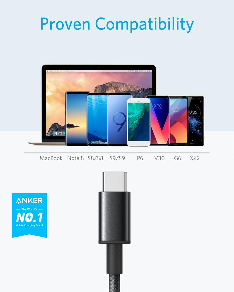 Anker Cable [5 Pack 6ft], USB to USB C Cable & Anker Charger, 60W 6 Port Charging Station